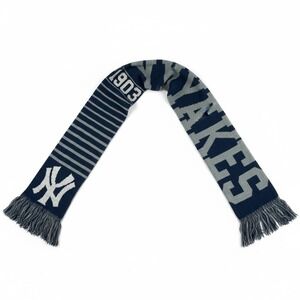 New York Yankees 1903 Plush Knit Fringe Two Sided 68"‎ Long Scarf 6" Wide Navy
